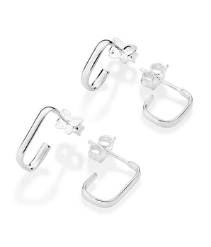 SILVER 925 RECTANGLE HOOP EARRINGS KIT
