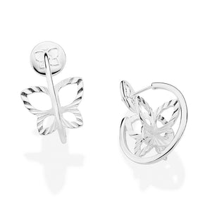 SILVER 925 BUTTERFLY INSIDE HOOP EARRINGS
