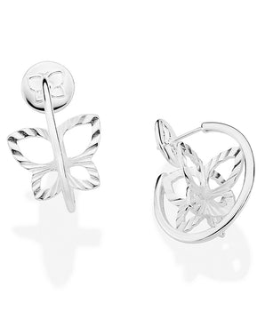 SILVER 925 BUTTERFLY INSIDE HOOP EARRINGS