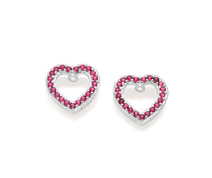 SILVER 925 RUBI HEART EARRINGS