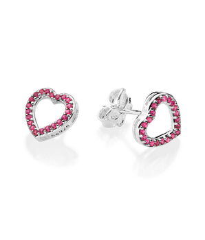 SILVER 925 RUBI HEART EARRINGS