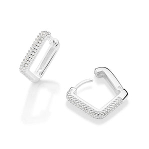 SILVER 925 FUTURISTIC SQUARE HUGGIE EARRINGS