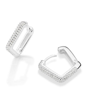 SILVER 925 FUTURISTIC SQUARE HUGGIE EARRINGS
