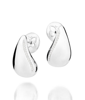SILVER 925 DROPLET STUDDED EARRINGS