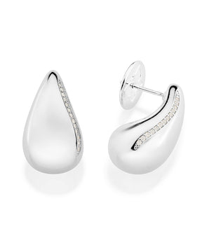 SILVER 925 DROPLET STUDDED EARRINGS