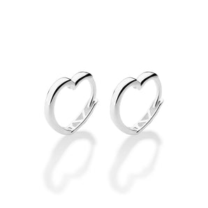 SILVER 925 HEART HUGGIE EARRINGS