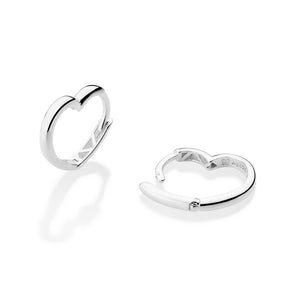 SILVER 925 HEART HUGGIE EARRINGS