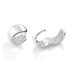 SILVER 925 RAISED HEART HUGGIE EARRINGS