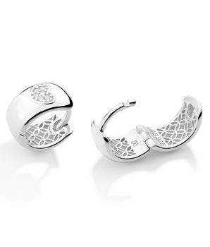 SILVER 925 RAISED HEART HUGGIE EARRINGS