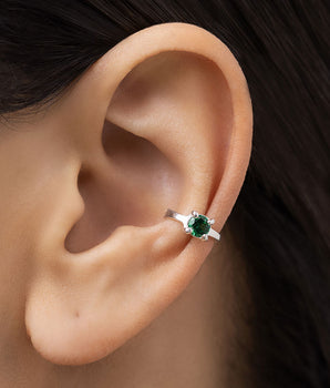 SILVER 925 GREEN SPARK EAR CUFF