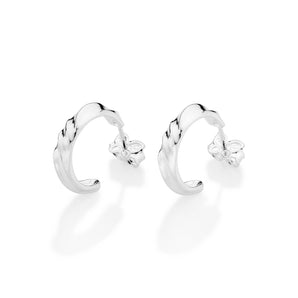 SILVER 925 TWIST AND GLOW HUGGIE EARRINGS