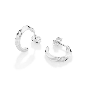 SILVER 925 TWIST AND GLOW HUGGIE EARRINGS