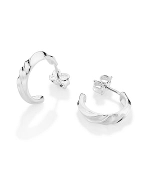 SILVER 925 TWIST AND GLOW HUGGIE EARRINGS