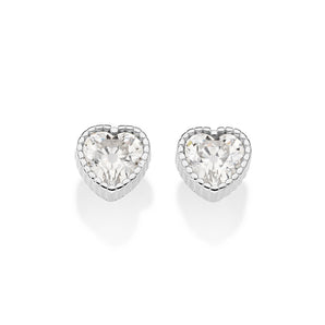 SILVER 925 HEART BEAM STUD EARRINGS