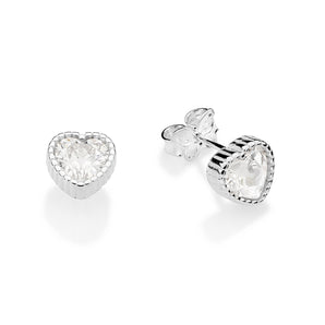 SILVER 925 HEART BEAM STUD EARRINGS