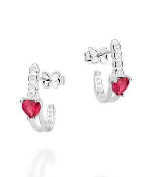 SILVER 925 LOVE DROP HUGGIE EARRINGS
