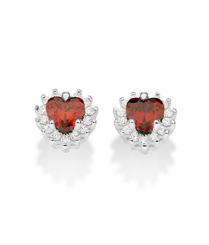 SILVER 925 HEART FIRE STUD EARRINGS