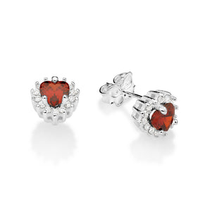 SILVER 925 HEART FIRE STUD EARRINGS