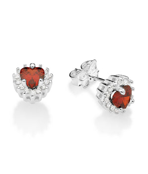SILVER 925 HEART FIRE STUD EARRINGS