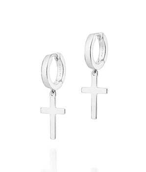 MEN’S SILVER 925 CROSS HUGGIE EARRINGS