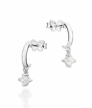 SILVER 925 DROP SPARK HUGGIE EARRINGS