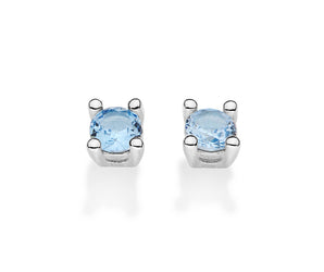 SILVER 925 CLASSIC GLOW STUD EARRINGS IN LIGHT BLUE