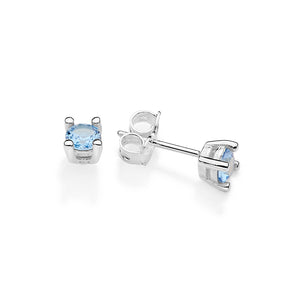 SILVER 925 CLASSIC GLOW STUD EARRINGS IN LIGHT BLUE