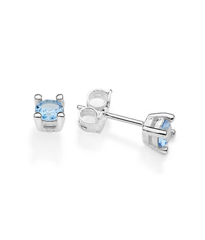 SILVER 925 CLASSIC GLOW STUD EARRINGS IN LIGHT BLUE