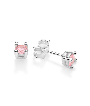 SILVER 925 CLASSIC GLOW STUD EARRINGS IN LIGHT PINK