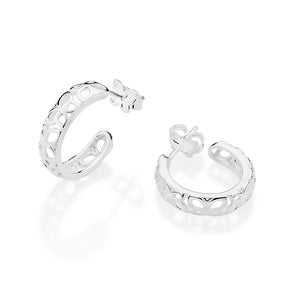 HALF HOOP EARRING FEATURING BUTTERFLIES IN SOLID STERLING SILVER 925.