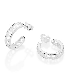 HALF HOOP EARRING FEATURING BUTTERFLIES IN SOLID STERLING SILVER 925.