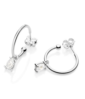 SILVER 925 ELEGANT DROP HOOP EARRINGS