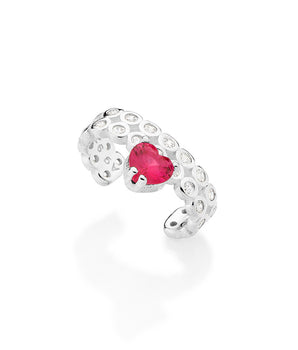 SILVER 925 PINK LOVE EAR CUFF