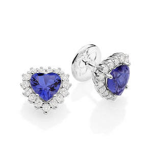 SILVER 925 ROYAL HEART STUD EARRINGS
