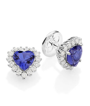 SILVER 925 ROYAL HEART STUD EARRINGS