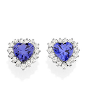 SILVER 925 ROYAL HEART STUD EARRINGS