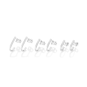 SILVER 925 DAILY HUGGIE EARRINGS SET