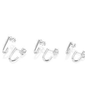 SILVER 925 DAILY HUGGIE EARRINGS SET