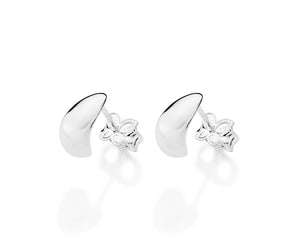 SILVER 925 HALF-MOON HUGGIE EARRINGS