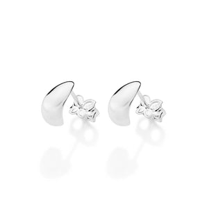 SILVER 925 HALF-MOON HUGGIE EARRINGS