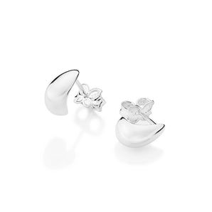 SILVER 925 HALF-MOON HUGGIE EARRINGS