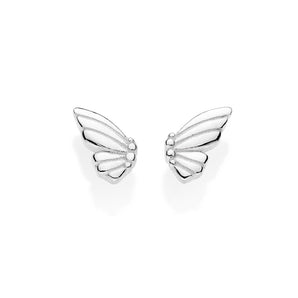 SILVER 925 HALF-AND-HALF BUTTERFLY WING EARRINGS