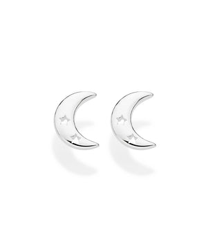 SOLID 925 SILVER MOON EARRING