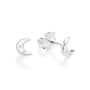 SOLID 925 SILVER MOON EARRING