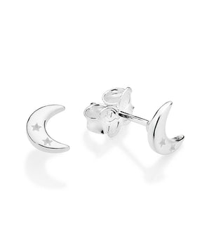 SOLID 925 SILVER MOON EARRING