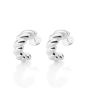 SILVER 925 CLASSIC TWISTED HUGGIE EARRINGS
