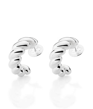 SILVER 925 CLASSIC TWISTED HUGGIE EARRINGS