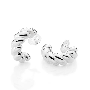 SILVER 925 CLASSIC TWISTED HUGGIE EARRINGS