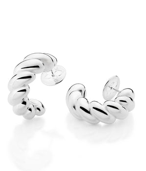 SILVER 925 CLASSIC TWISTED HUGGIE EARRINGS