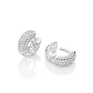 SILVER 925 CLASSIC STUDDED HUGGIE EARRINGS